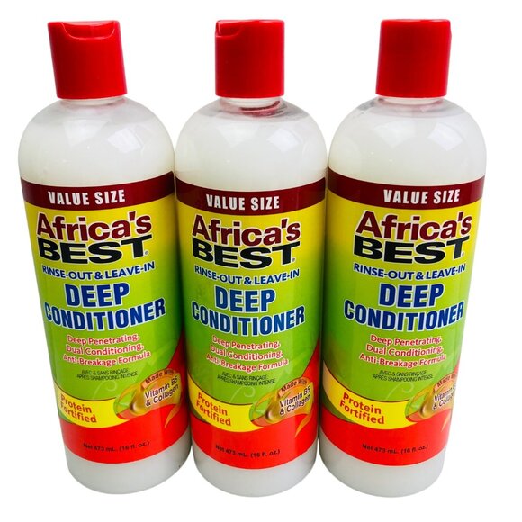 3 Pack Africa's Best Deep Conditioner Rinse-Out & Leave-In Value Size 16 Oz - Picture 1 of 3